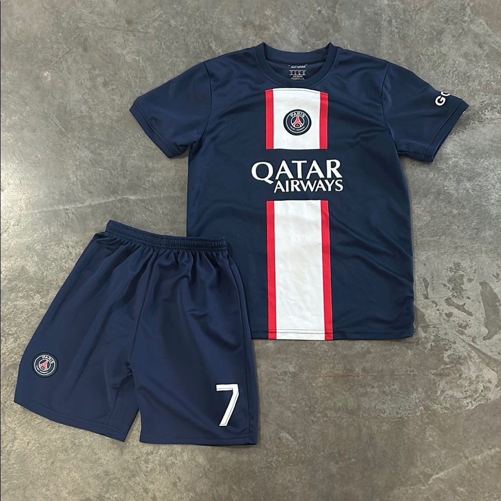Kids Navy Blue Soccer Jersey Set